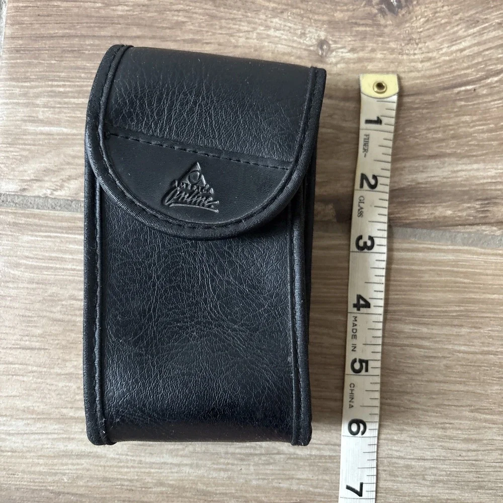 Aol Logo Black Leather Snap Camera Case Pouch